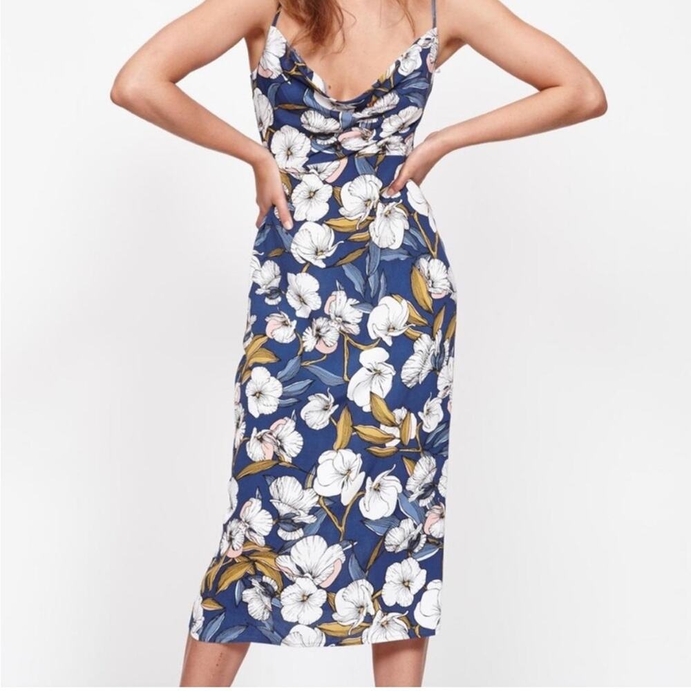 MINKPINK Blue Floral Midi Dress